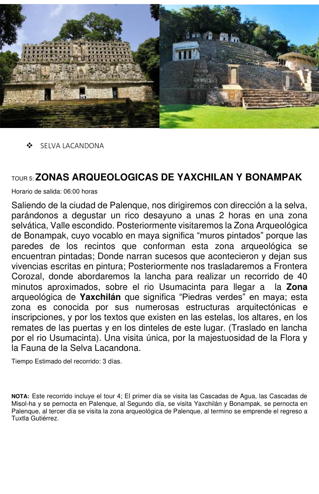 Yaxchilán y Bonampak